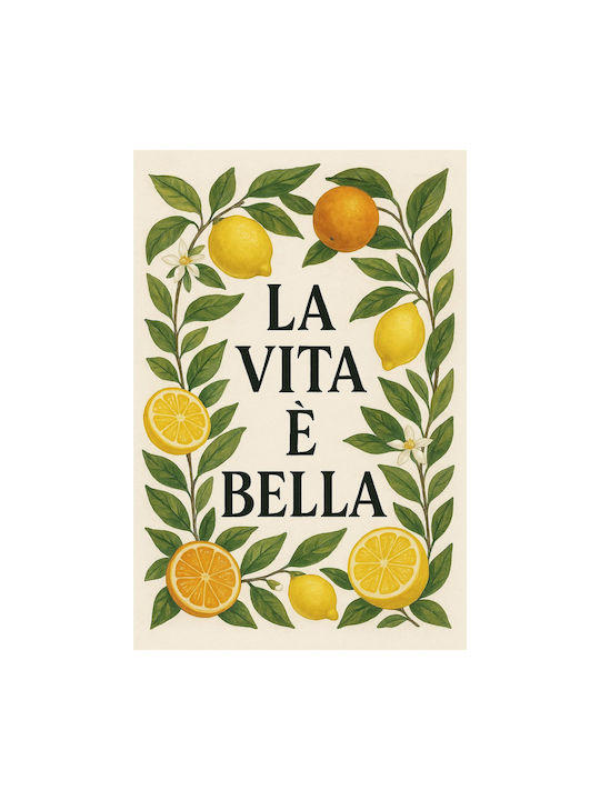 Retro Dekorativer Poster Malereien Küche Rahmenlos A4 Glänzender Druck Zitronen & Orangen La Vita È Bella