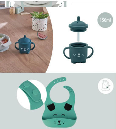 Babymoov Feeding Set made of Silicone Blue 3pcs