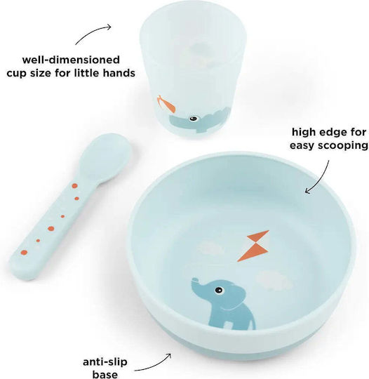Done by Deer Feeding Set made of Plastic Blue 3pcs