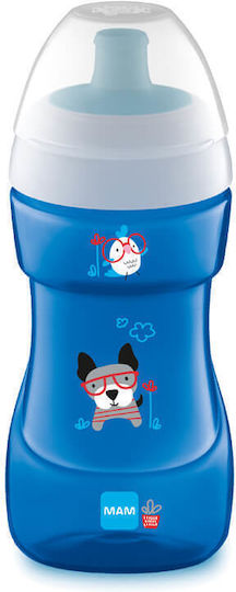 Mam Sports Cup Educational Sippy Cup Silicone Blue Puppy - Blue-White for 12m+m+ 330ml