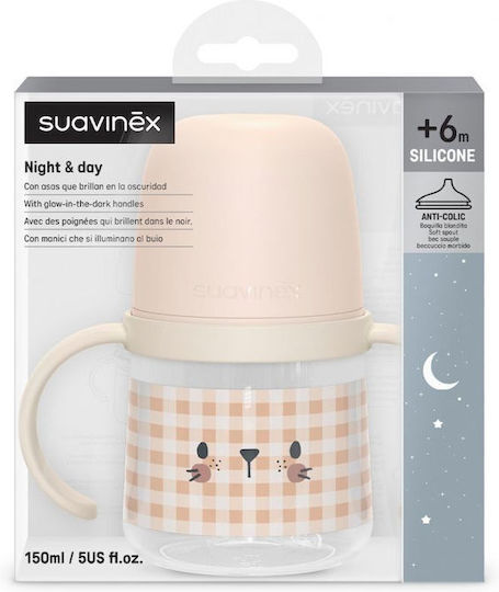 Suavinex Εκπαιδευτικό Μπιμπερό Πλαστικό με Λαβές Ροζ για 6m+ 150ml