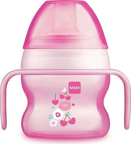 Mam Starter Cup Lern-Trinkflasche Kunststoff mit Griffen Rosa Rosa Katze für 4m+m+ 150ml