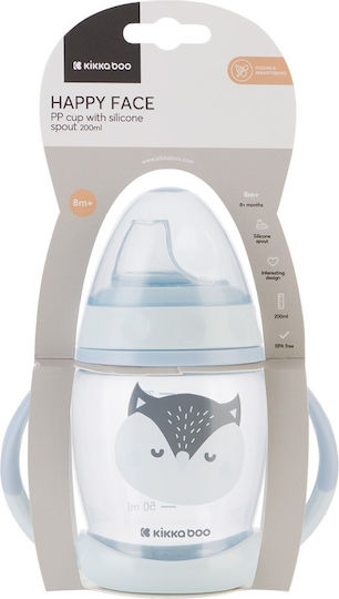 Kikka Boo Happy Face Educational Sippy Cup Silicone with Handles Blue for 8m+m+ 200ml