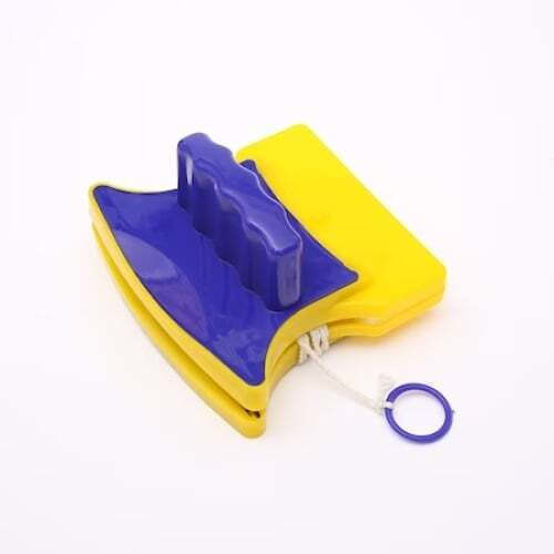 Dispozitiv Magnetic Curățare Geamuri Dimensiuni 11 X 10 X 5 Cm Sfoară De Siguranță Galben Albastru