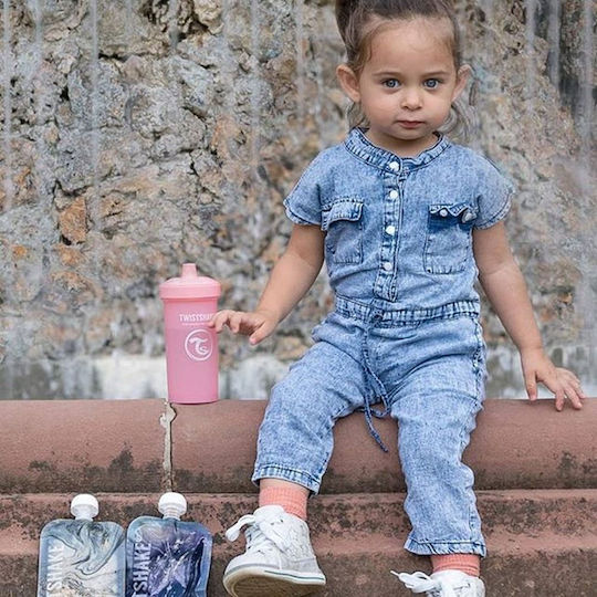 Twistshake Εκπαιδευτικό Μπιμπερό Kid Cup 18m+ Pastel Pink 360ml
