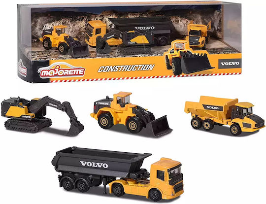 Majorette Excavator Set 4 Mașini Volvo Din Metal 7,5 Cm Pentru 3+ Ani