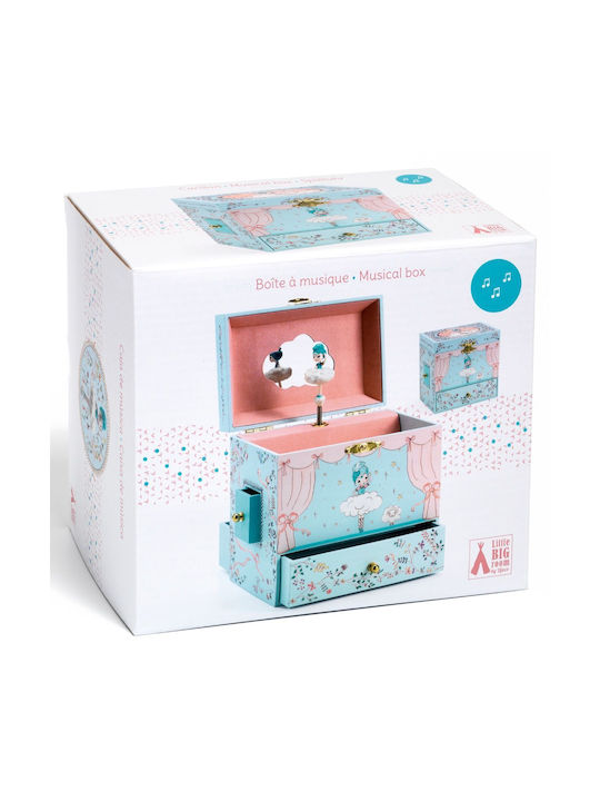 Djeco Kids Ballerina Jewelry Box On Stage Made Of Pink Wood