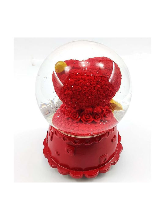 Glass Snowball Heart Shaped Rose Arrow Love Red 12×14.5cm