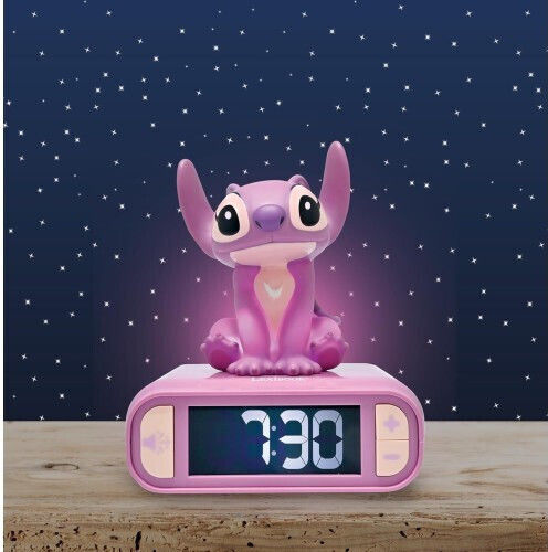 Disney Stitch Angel 3D Schreibtischuhr mit Nachtlicht RL800D1