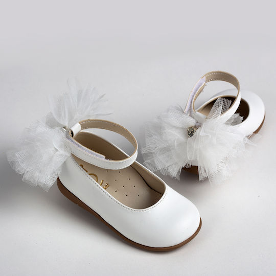 Ever Kid Pantofi de botez pentru fetițe Balerine Culoare Full Face Alb