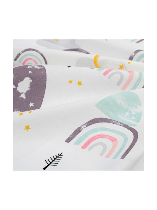Dimcol Kinderbettlaken Set Einzeln Weiß-Rosa 160x240cm