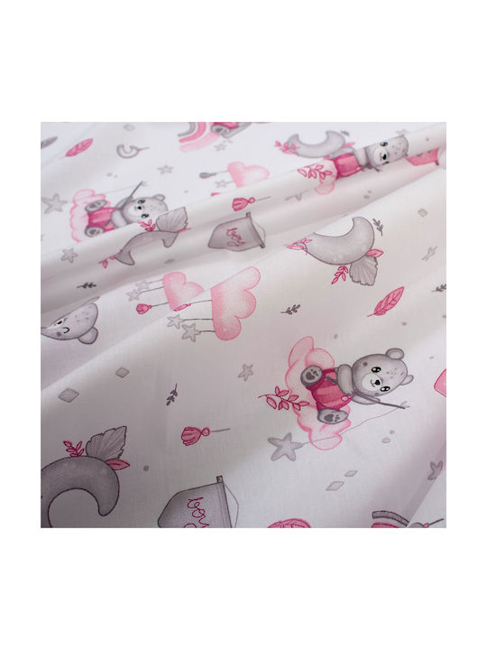 Dimcol Σετ Σεντόνια Μονά Βαμβακερά White-pink 160x240cm 3τμχ