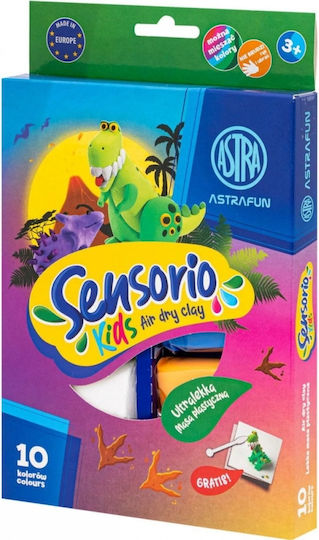 Self-hardening Clay Set Non-drying Astra Sensorio Kids Dinosaurs 10 Colors