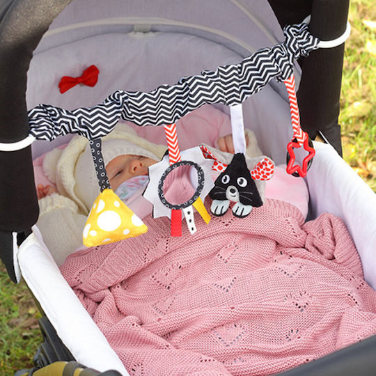 Babyono Κουβέρτα Αγκαλιάς & Λίκνου Πλεκτή Ροζ Ροζ 75x100εκ.