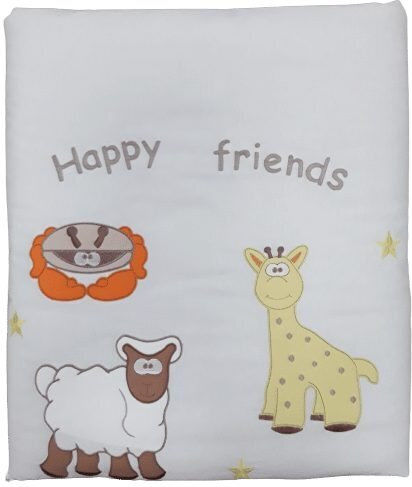 Beboulino Кувертa Детско легло Happy Friends 100% памук Бяло 90x110cm