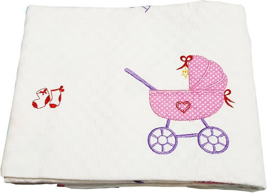 Beboulino Одеяло Детско легло Stroller Pique Бяло 117x145см.