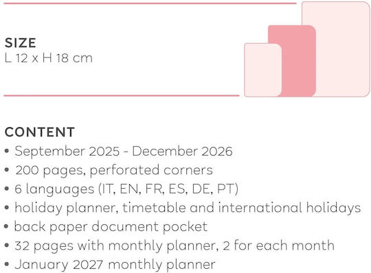 Legami Diary 2025-2026 16 Months Weekly 12x18 Cm Medium Weekly Diary Magic New Beginning Ag2616064