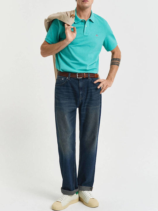 Polo Herrenbluse Kurzarm Tropic Blau