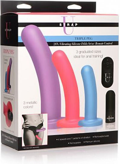 Strap U Triple Peg 28x Vibrator Silicone Dildo Set Fernbedienung