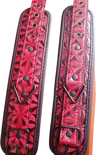 Tie Me Up Leather Hand Cuffs Ankles Red Black Details Red