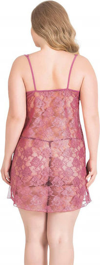Plus Size Sexy Babydoll Amande Ροζ
