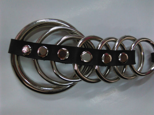 Bdsm Cock Ring 7 Metallic Rings Leather