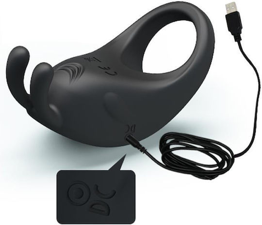 Latetobed Hophop Vibrierendes USB Silikon Penisring Schwarz