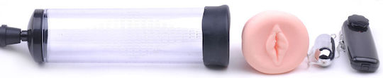 Manual Penis Pump Vaginal Entry Vibration 24cm Black