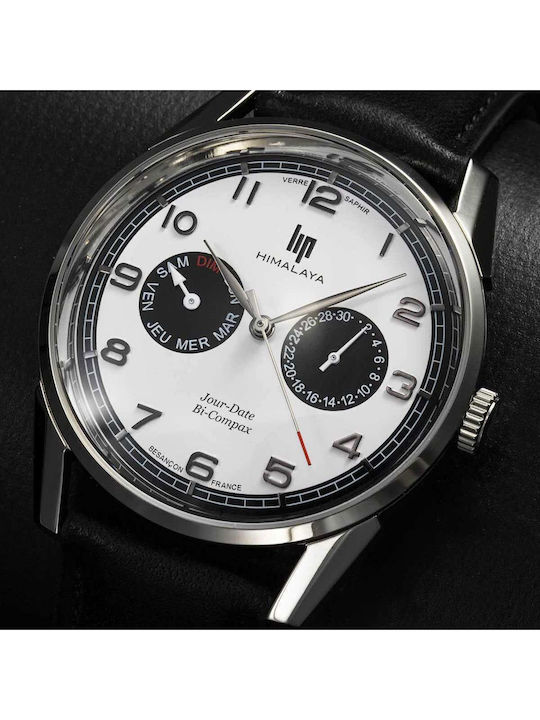 Lip Himalaya Black Leather Strap Men's Watch