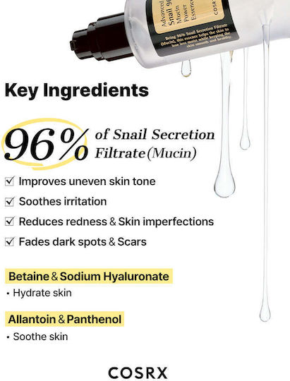 Cosrx Advanced Snail 96 Moisturizing & Anti-Aging Face Essence with Snail Secretion for Brightening & Whitening 100ml