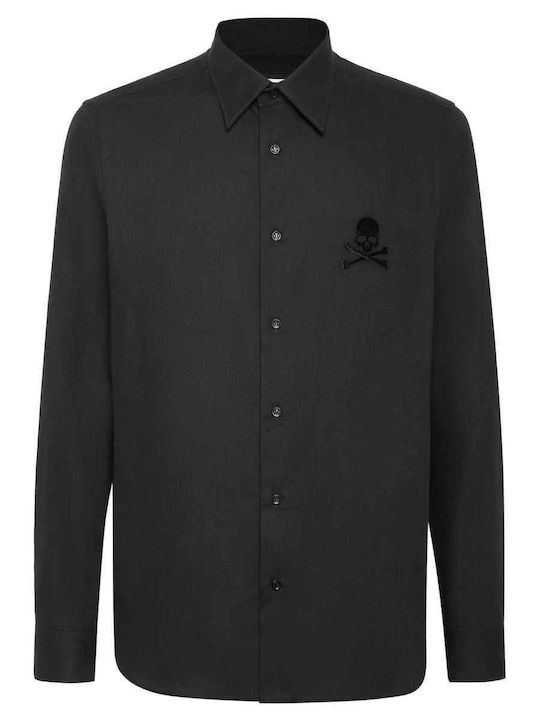 Herringbone Дълъг ръкав Риза Black
