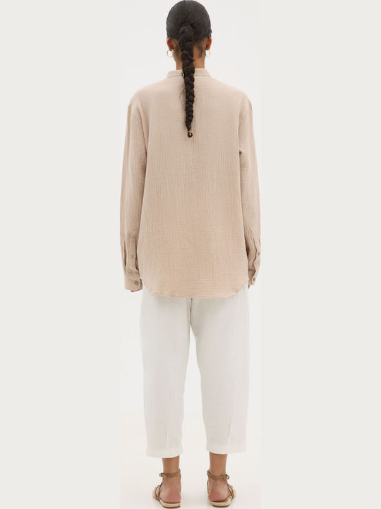 Long-sleeved Cotton Shirt Sand