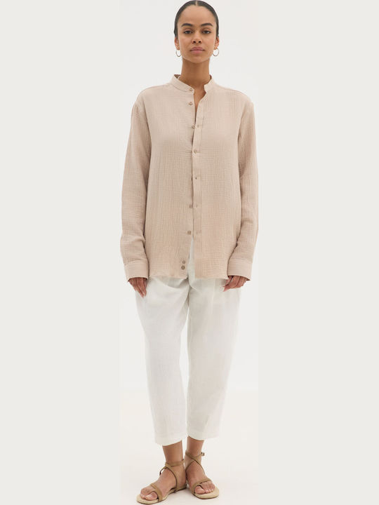 Long-sleeved Cotton Shirt Sand