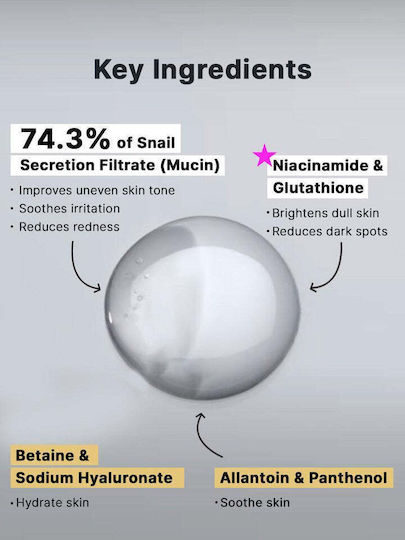 Cosrx Advanced Snail Radiance Dual Ενυδατικό & Αντιγηραντικό Essence Προσώπου με Έκκριμα Σαλιγκαριού & Νιασιναμίδη για Λάμψη 80ml