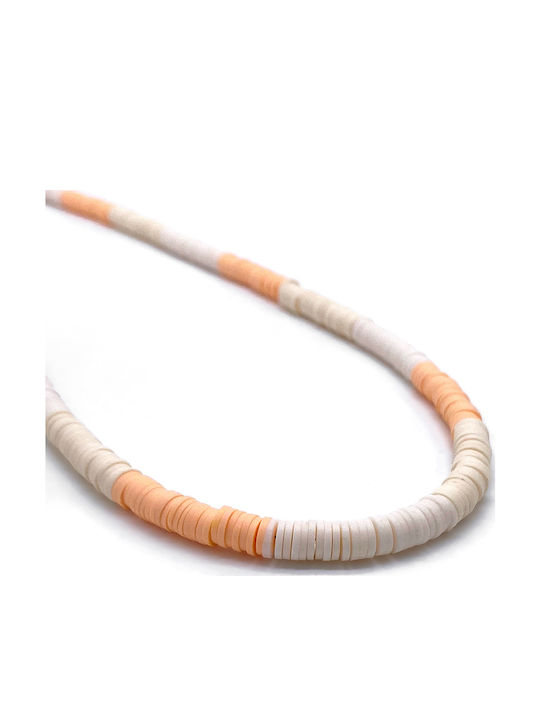 Zosimi Beads Heishi Κολιέ Πορτοκαλί Μπεζ