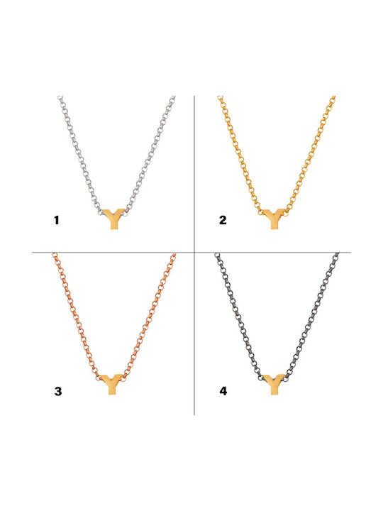 Silber Vergoldete Halskette Kette Monogramm Buchstabe Υ