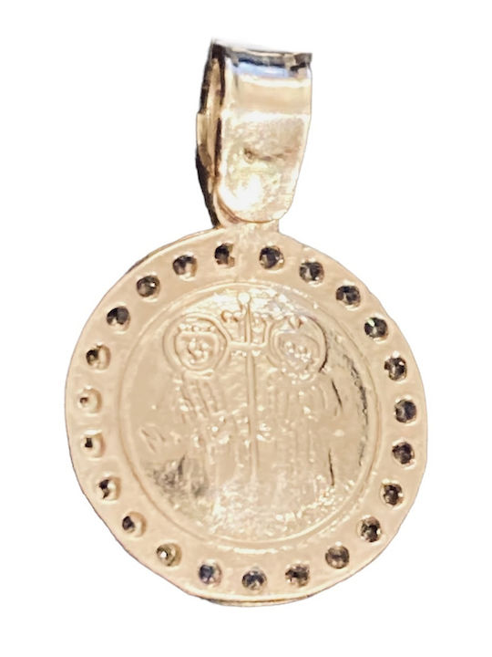 K9 Bronze Gold Constantine Double-Sided White Gold Cross with White Zircon at the Center K9 Bronze Gold Constantine Double-Sided White Gold Cross with White Zircon at the Center