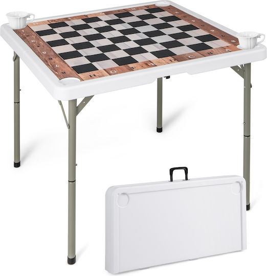 Plastic Garden & Terrace Table for Small Outdoor Spaces Foldable with Metal Frame Brown 90x90x74cm
