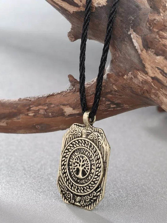 Viking Halskette Antike Nordische Mythologie Baum Lebens Symbol In Goldener Optik