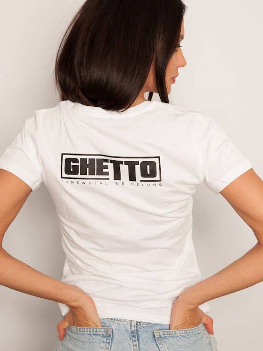 Ghetto Black Mask White T-shirt Women’s