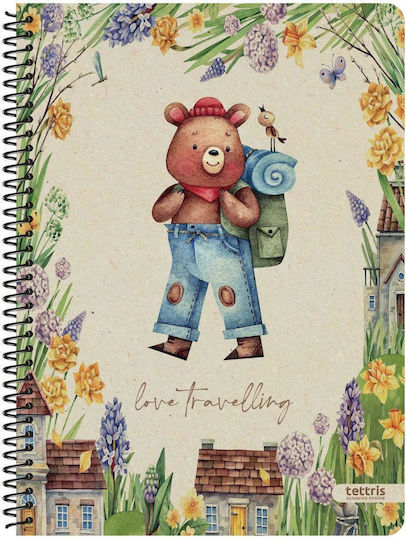 Tettris Spiral Notebook Ruled A4 90 Sheets 3 Subjects 1pcs (Μiscellaneous Designs)