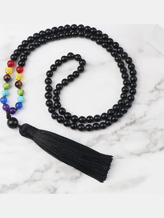 Mala Meditation Seven Chakra 108 Black Agate Beads