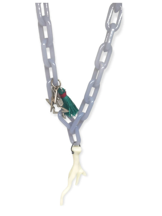 Women's Necklace Ananna Acrylic Chain Gray Coral