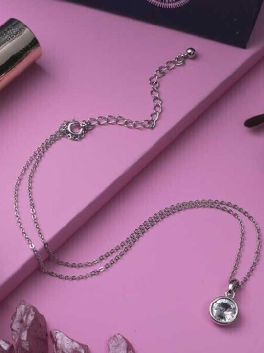 Oliver Weber 11924 001 Women's Necklace Rhodium Plated Crystal Stones