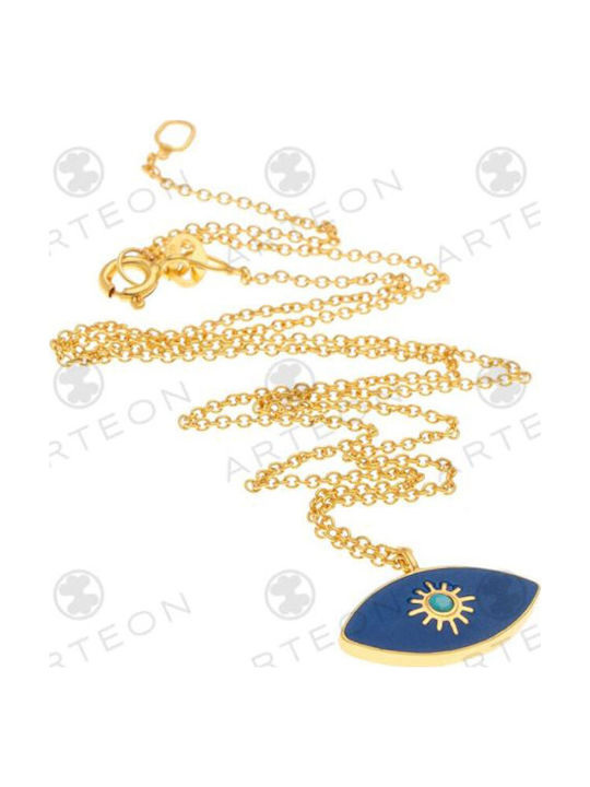 Women's Silver Gold Plated Eye Pendant Chain 925 Decorated Enamel
