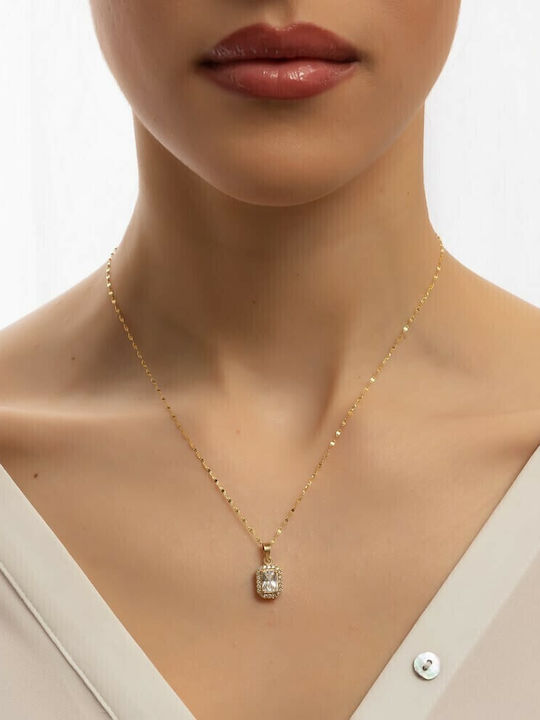 Damentrahl Kette Gelbes Gold K14 Zirkon Kl11100467