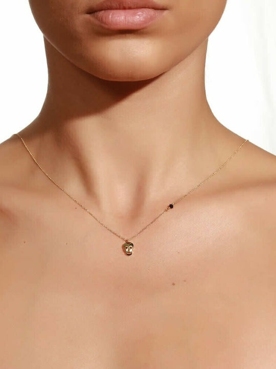 Damentrahlkette Gelbes Gold K14 Totenkopf Kl11100217