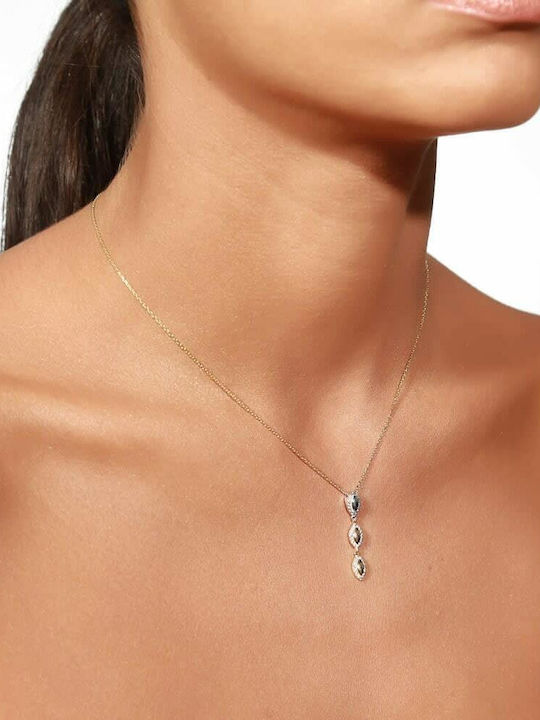 Gelbes Gold Damen Halskette K14 Oval Elemente Kl11400037