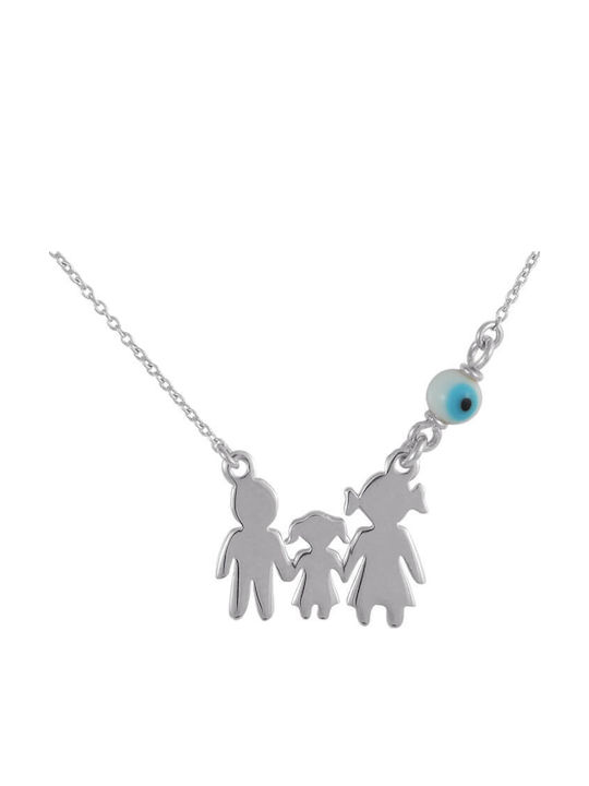 Silver 925 Necklace Family Mom Dad Girl