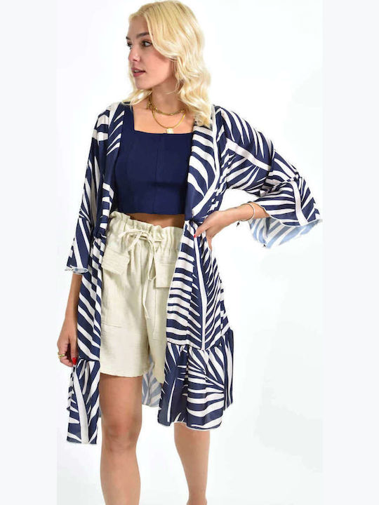 Short Women's Kimono Dark Blue